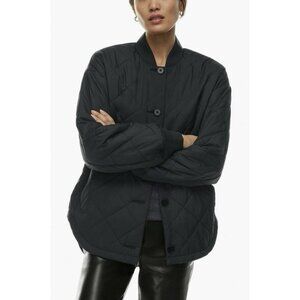 Aritzia Wilfred Pavant Quilted Jacket Women Black XXS Oversized Button Up Bomber